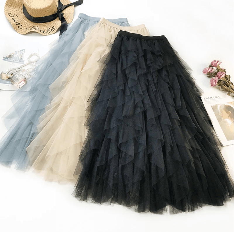 TULLE mesh ruffle skirt – YUMASKY