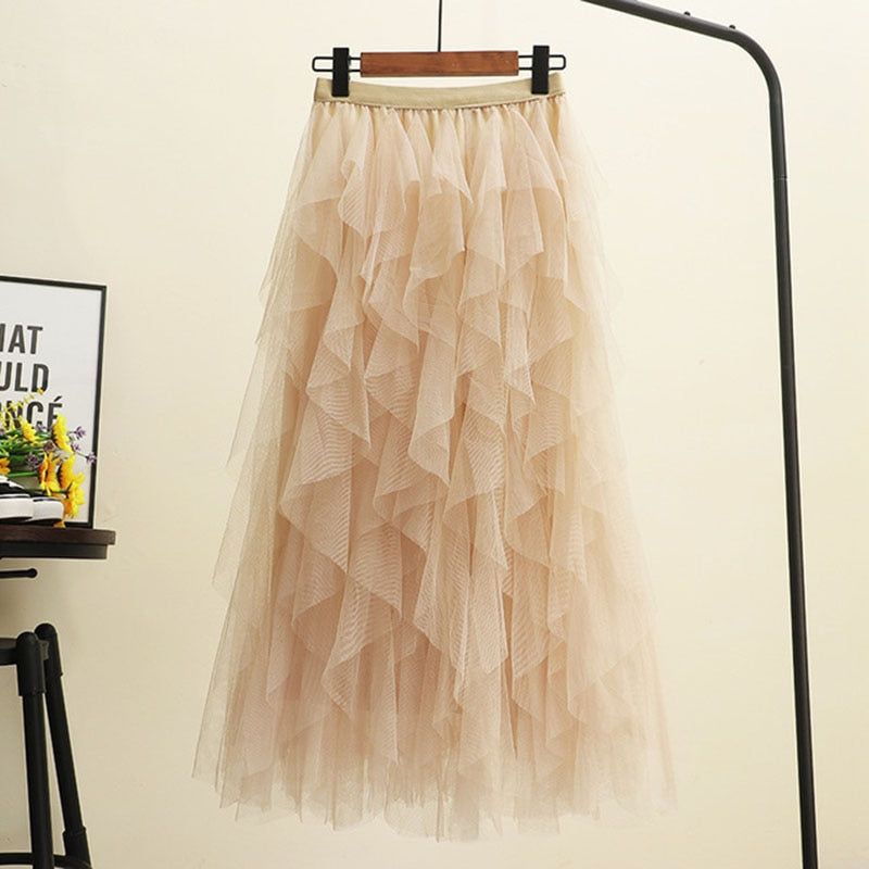TULLE mesh ruffle skirt