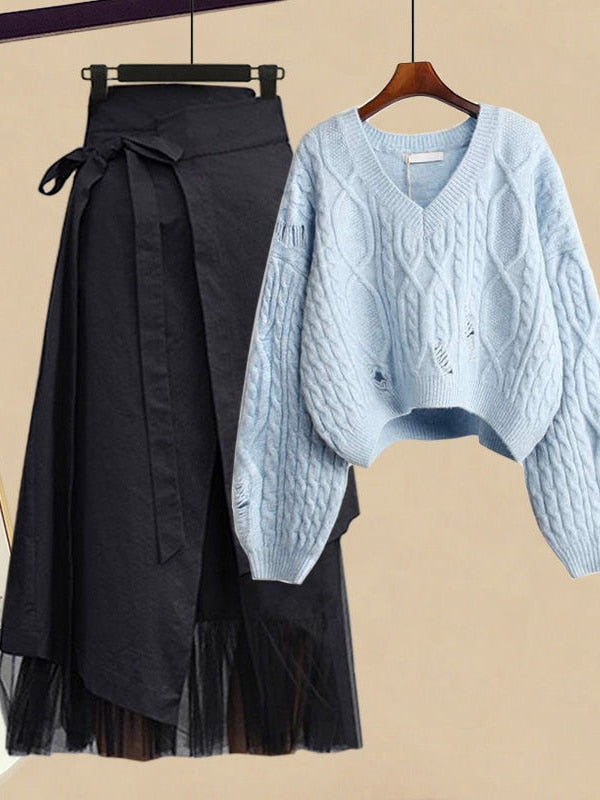 FERRANA asymmetrical skirt set