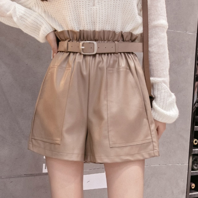 CLAIR leather shorts