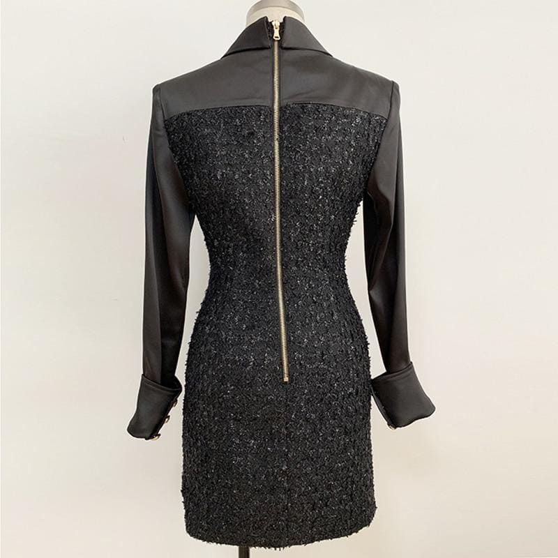 COCO ECLIPSE elegant black tweed dress
