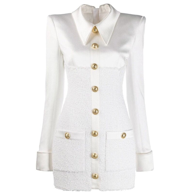COCO ETERNITY elegant white tweed dress