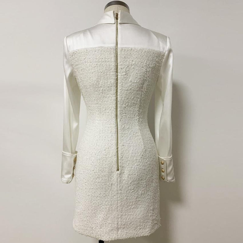 ETERNITY elegant white tweed dress