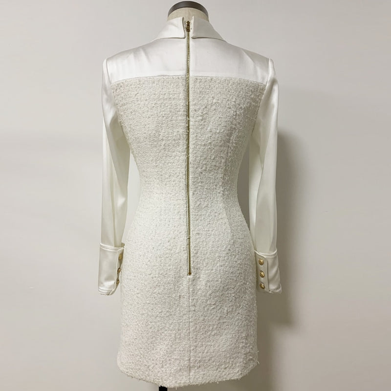 COCO ETERNITY elegant white tweed dress