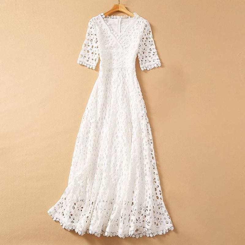 KASANDRA white elegant maxi dress