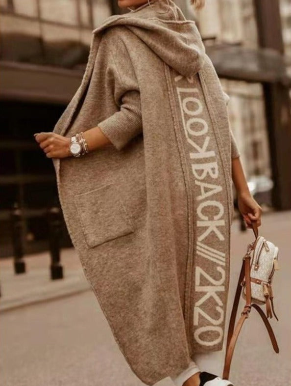 LUGANO hooded elongated knitted cardigan